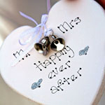 Personalized 'Mr. and Mrs.' heart design symbolizing love, perfect for a wedding or honeymoon in the Seychelles.